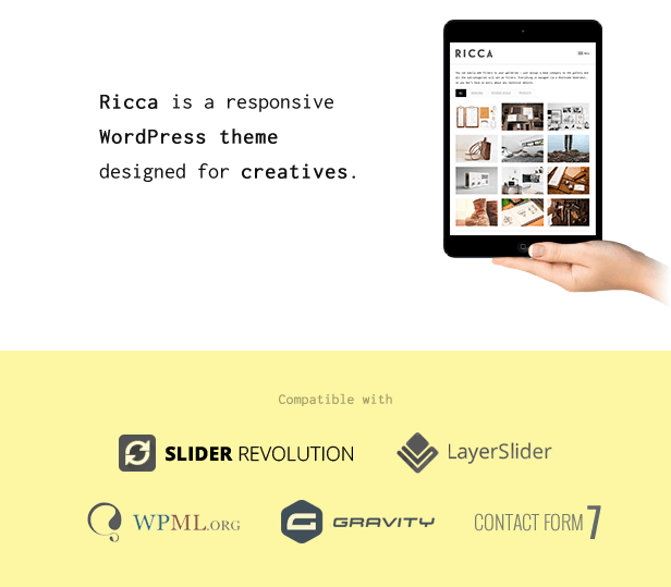 Ricca is a fresh and beautiful responsive WordPress theme designed for creatives.